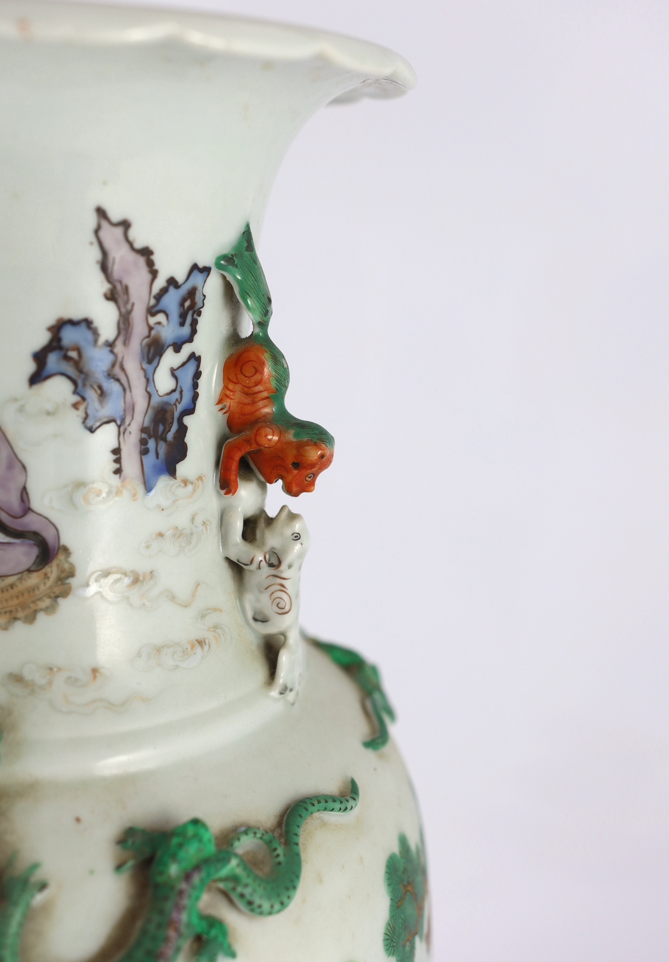 A Chinese enamelled porcelain ‘eighteen luohan’ vase, late 19th century